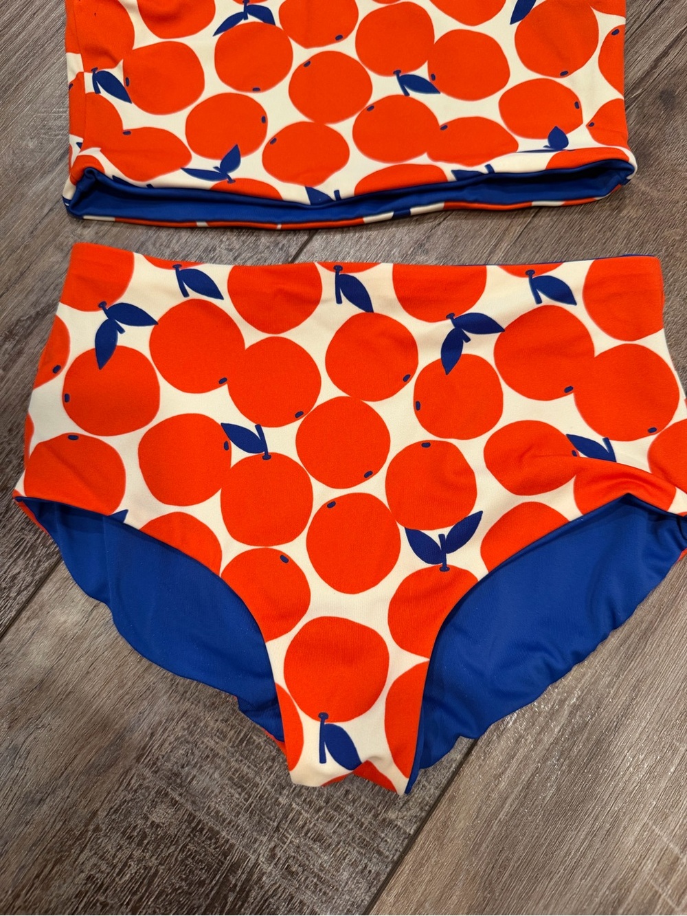 Hanna Andersson Reversible Orange π/Blue Bikini Set Size 6-7 - Picture 3 of 6